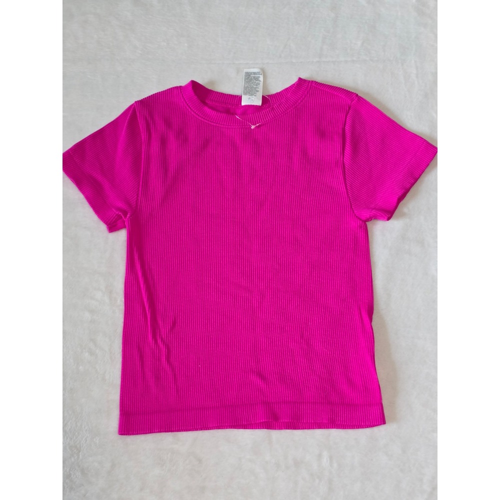 Old Navy Exhale Seamless Ribbed Short Sleeve Top Hot Pink XL Athletic Tee Y2K